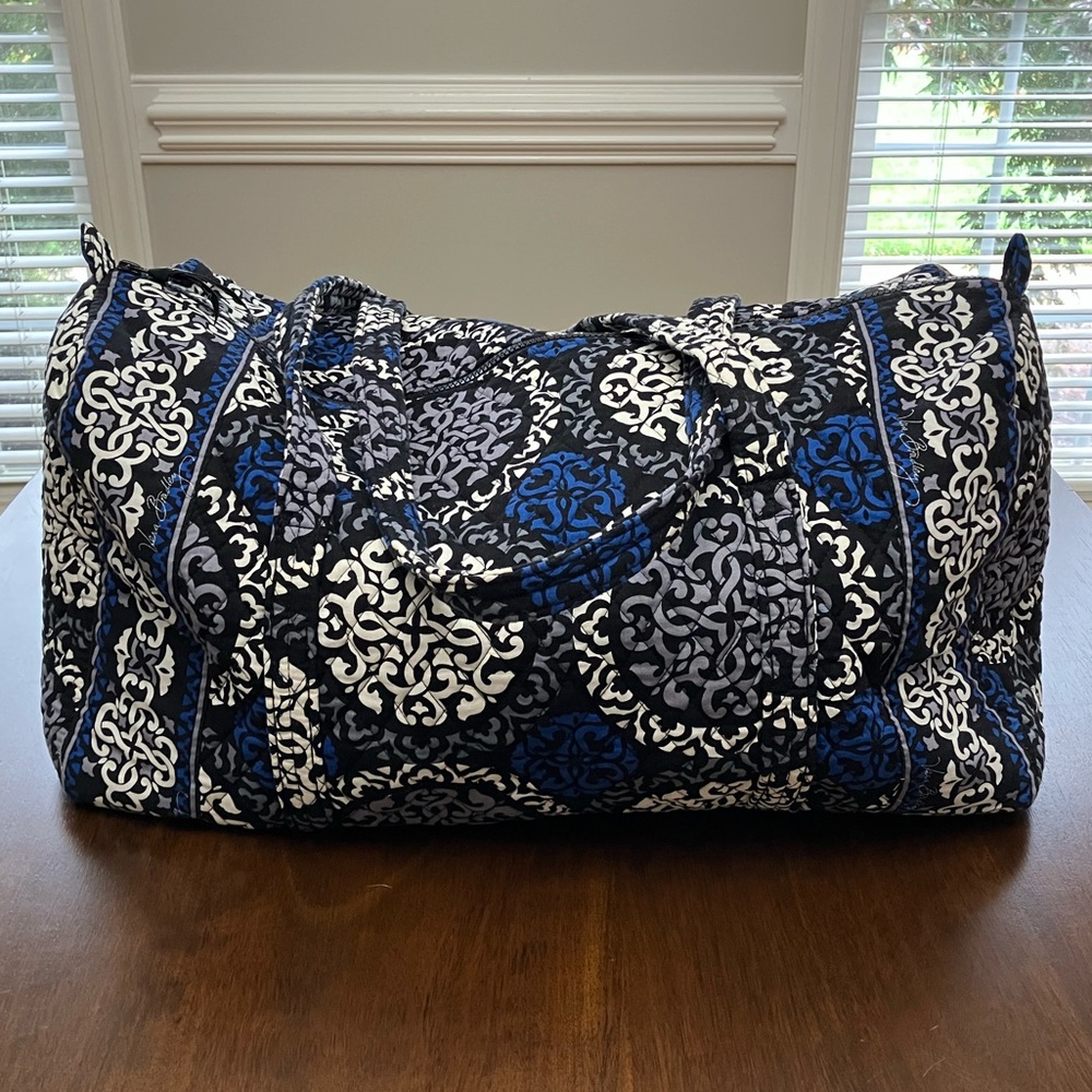 Vera Bradley Canterberry Cobalt Large Duffle Travel Bag